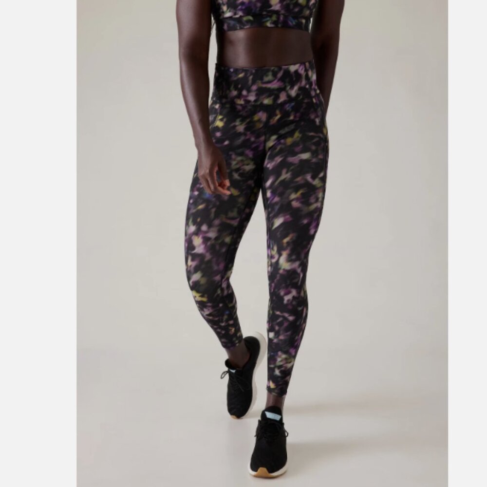 Athleta Small Tall Inseam Rainier High Rise Leggings Lyra Garden Black Purple